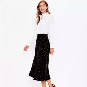 Loft FLORAL VELVET MIDI SKIRT